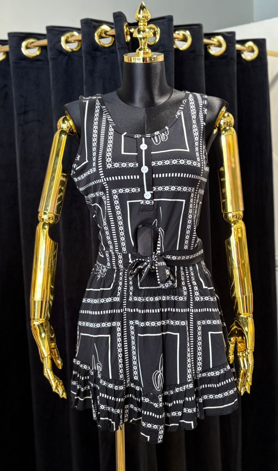 Bandana Tie-Waist Mini Dress