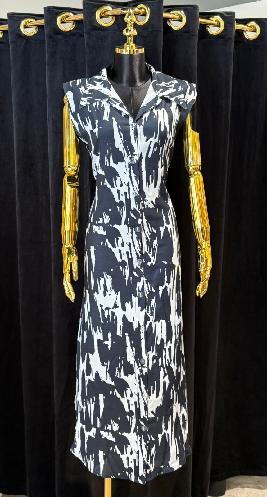 Brushstroke Midi Shirt Dress