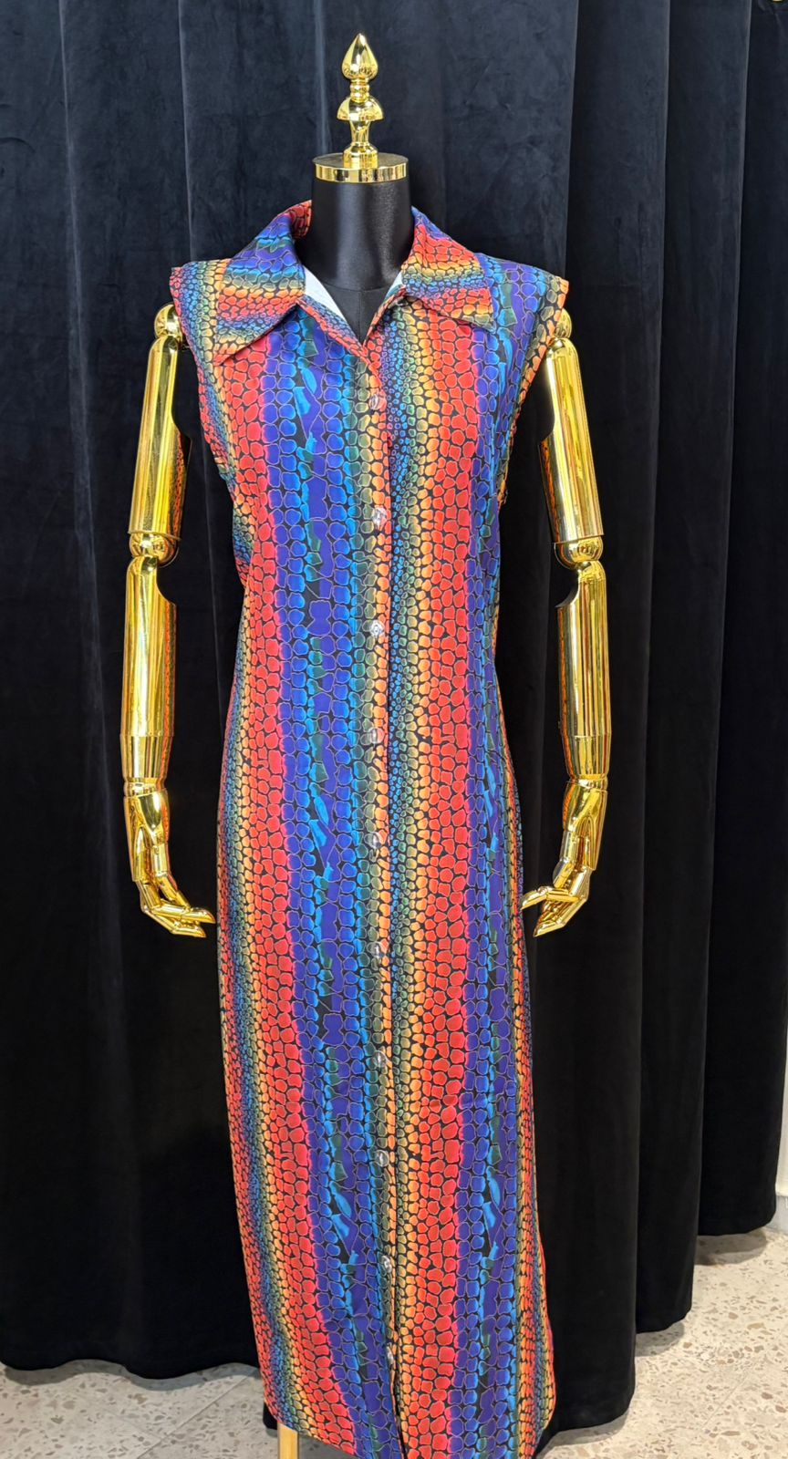 Mosaic Maxi Shirt Dress